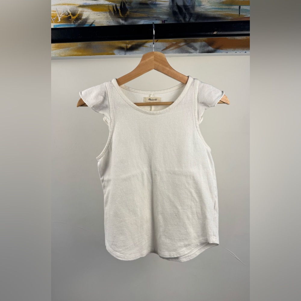 Madewell White/Cream Flutter Sleeve Tank Top - Size XS